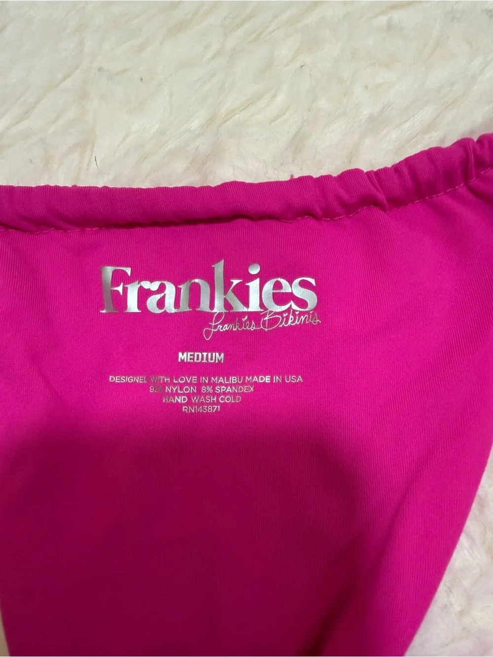 SET! Frankie's Bikinis Hot Pink Triangle Top And Bottoms Size M